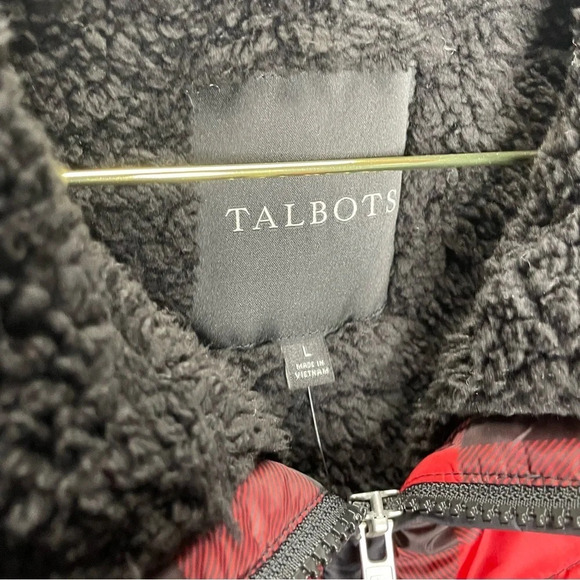 Talbots Faux Fur Buffalo Plaid Puffer Vest - Picture 8 of 10